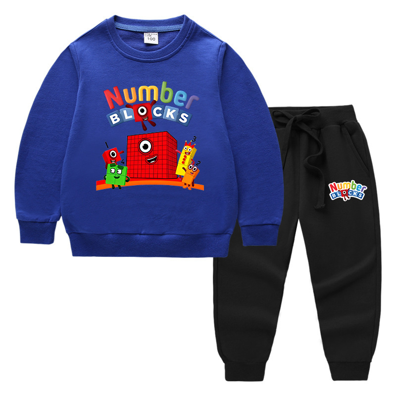 Digital Blocks Spring and Autumn Children's Sweatshirt and Pants Cartoon Two-Piece Set Baby Boys' Cotton Casual Long-Sleeve Outfit Digital Blocks Spring and Autumn Children's Sweatshirt and Pants Cartoon Two-Piece Set Baby Boys' Cotton Casual Long-Sleeve Outfit