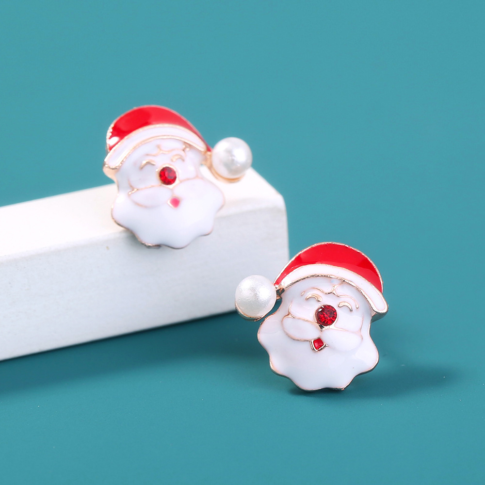 Weihnachtsmann Asymmetrische Ohrringe Schneeflocke Elchglocke Tropfende Ohrringe display picture 5