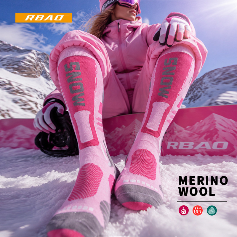Cross-border Merino Sport Socks Wool Ski Socks Thickened Terry Socks Long Tube Warm Socks for Men and Women Hiking Socks
