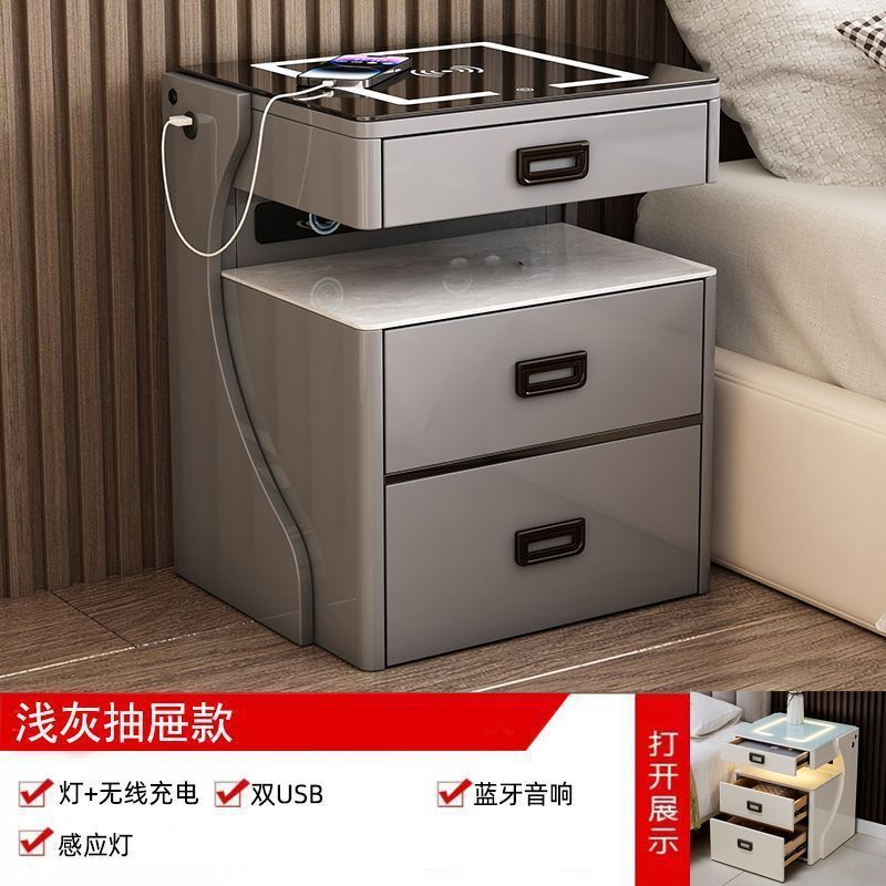 智能无线充电床头柜保险柜一体隐形多功能指纹解锁卧室保险箱带锁|undefined