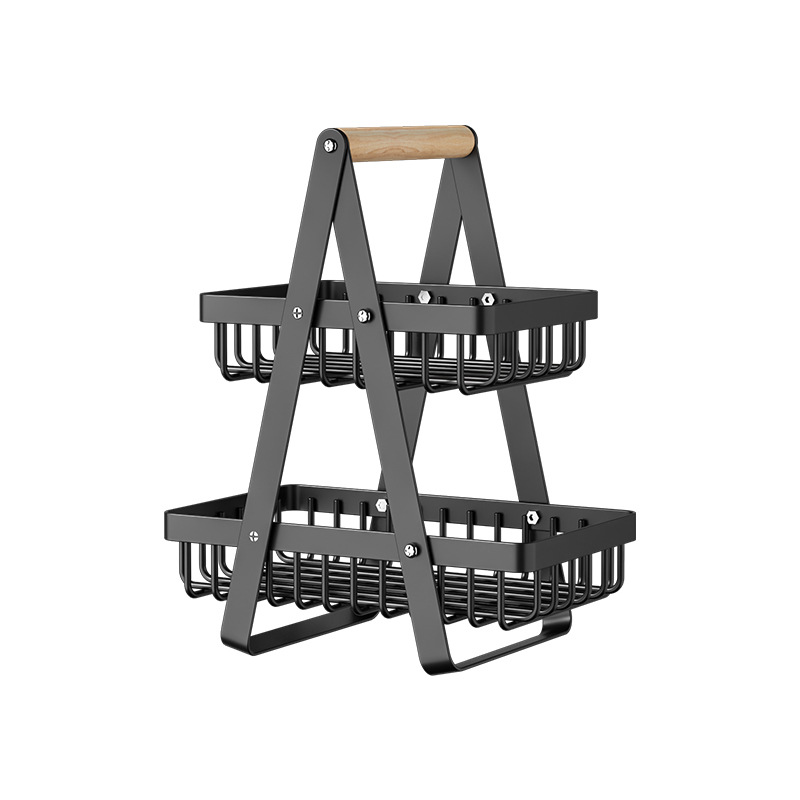 Cestas de frutas portátiles de estilo nórdico de doble capa de escritorio canasta de almacenamiento de bocadillos estante de almacenamiento de frutas y verduras canasta de drenaje