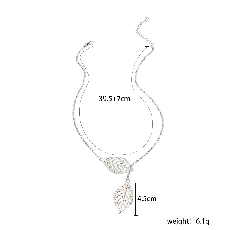 7g Weight Necklace Classification Wedding, Travel Occasion Women'S Gender Silver Color Fashion Leaf Necklace 8