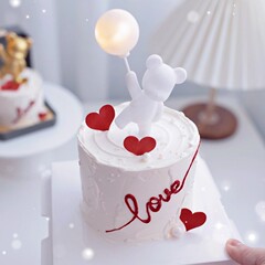 love小熊摆件网红爱心暴力熊七夕情人节告白气球节日派对装扮插件