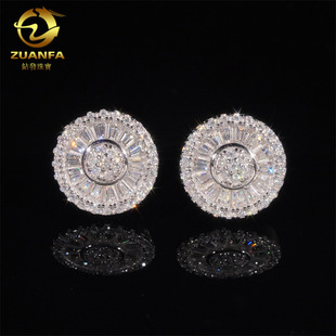 Drill Hair 2025 New Round Light Luxury 925 Silver Moissanite Square Flower Earrings Advanced Earrings Drill Pen