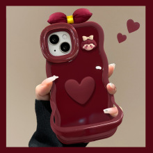 爱心女孩公仔适用苹果17promax手机壳iphone15双支架16蝴蝶结14女