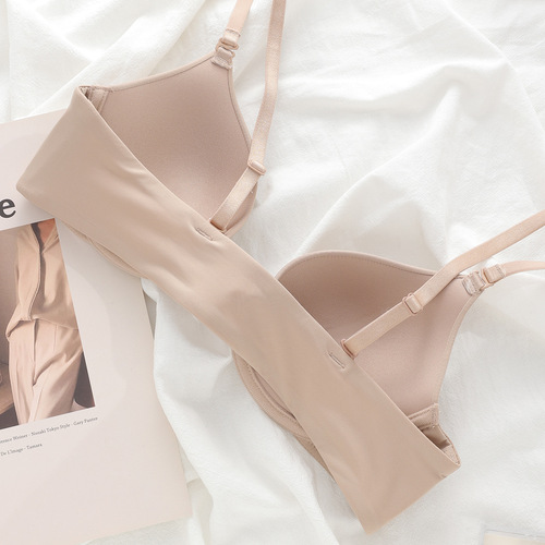 Japanese seamless underwear for women with small breasts, push-up front buckle, thin underwired sports anti-sagging bra for big breasts showing off small breasts