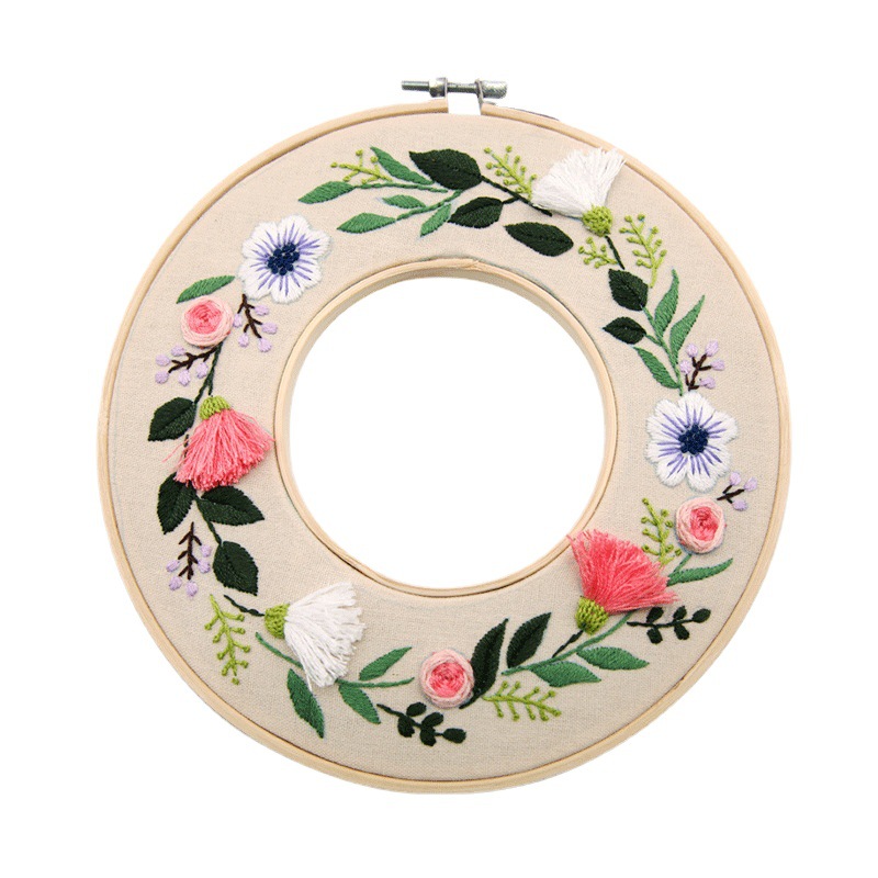 Bordado hecho a mano material de bricolaje paquete principiante Lu bordado estilo europeo tela de guirnalda bordado tridimensional hecho a mano creativo colgante pintura