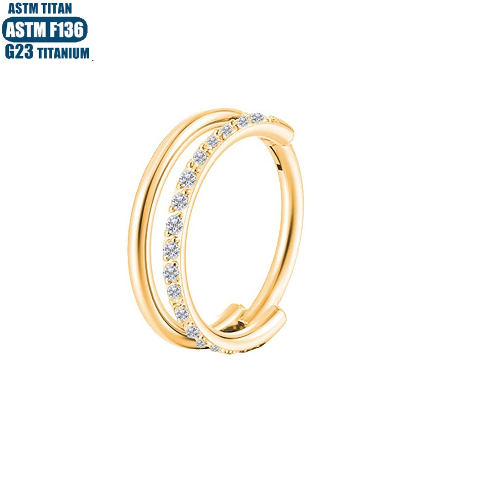 F136 Titanium Alloy Implant-Grade Nose Ring Zircon Earrings Seamless Ring Nose Ring Fashion Jewelry Septum Piercing Ear Bone Ring detail image 32