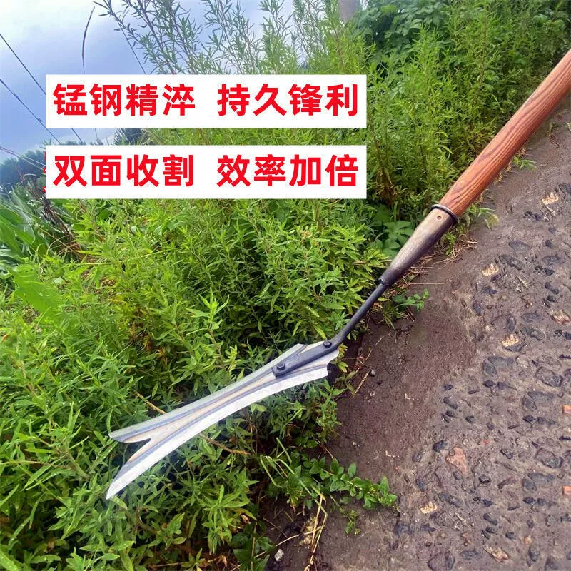 Новая модель серпа и катаны для домашнего использования, утолщенный цельнометаллический двусторонний нож для резки тростника и водных растений, сельскохозяйственный инструмент для прополки.