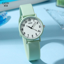 歌迪夏季硅胶防水学生简约高颜值糖果色石英考试手表