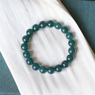 Special Recommendation: Natural Jadeite Dangerous Material Blue Water Material Round Bead Bracelet for Men and Women Jadeite Bracelet Jewelry