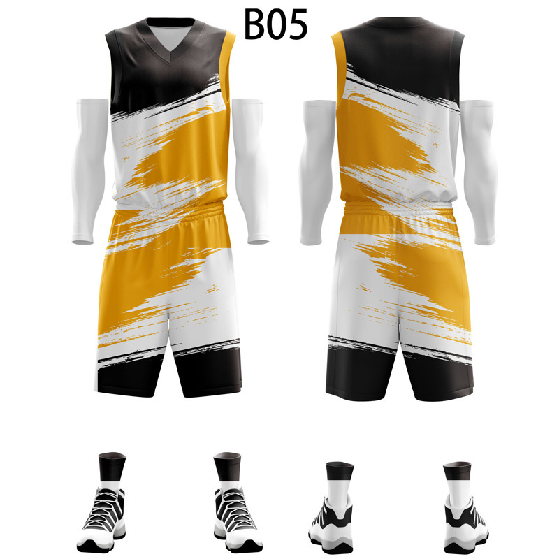 A large number of wholesale basketball suit men's training camp personality design sublimation high-end digital printing summer jersey