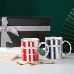 Bone China Practical Gift Ceramic Cup Couple Pair Nordic Style Mug with Spoon Creative Souvenir Cup Wholesale