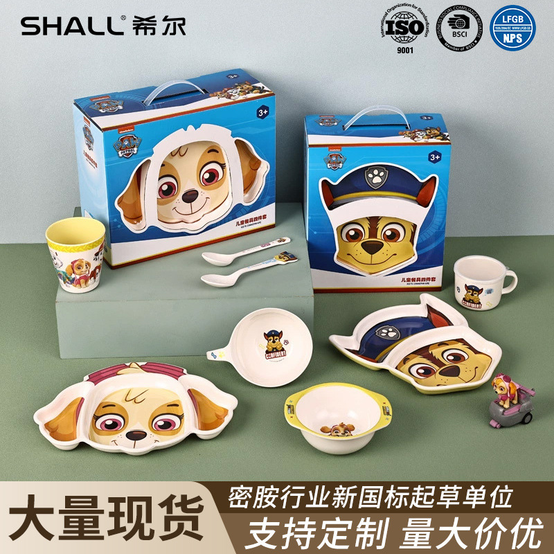 Paw Patrol Children's Tableware Set Cute Rice Bowl Food Cup Spoon Baby Food Bowl Compartment Dinner Plate Gift Box