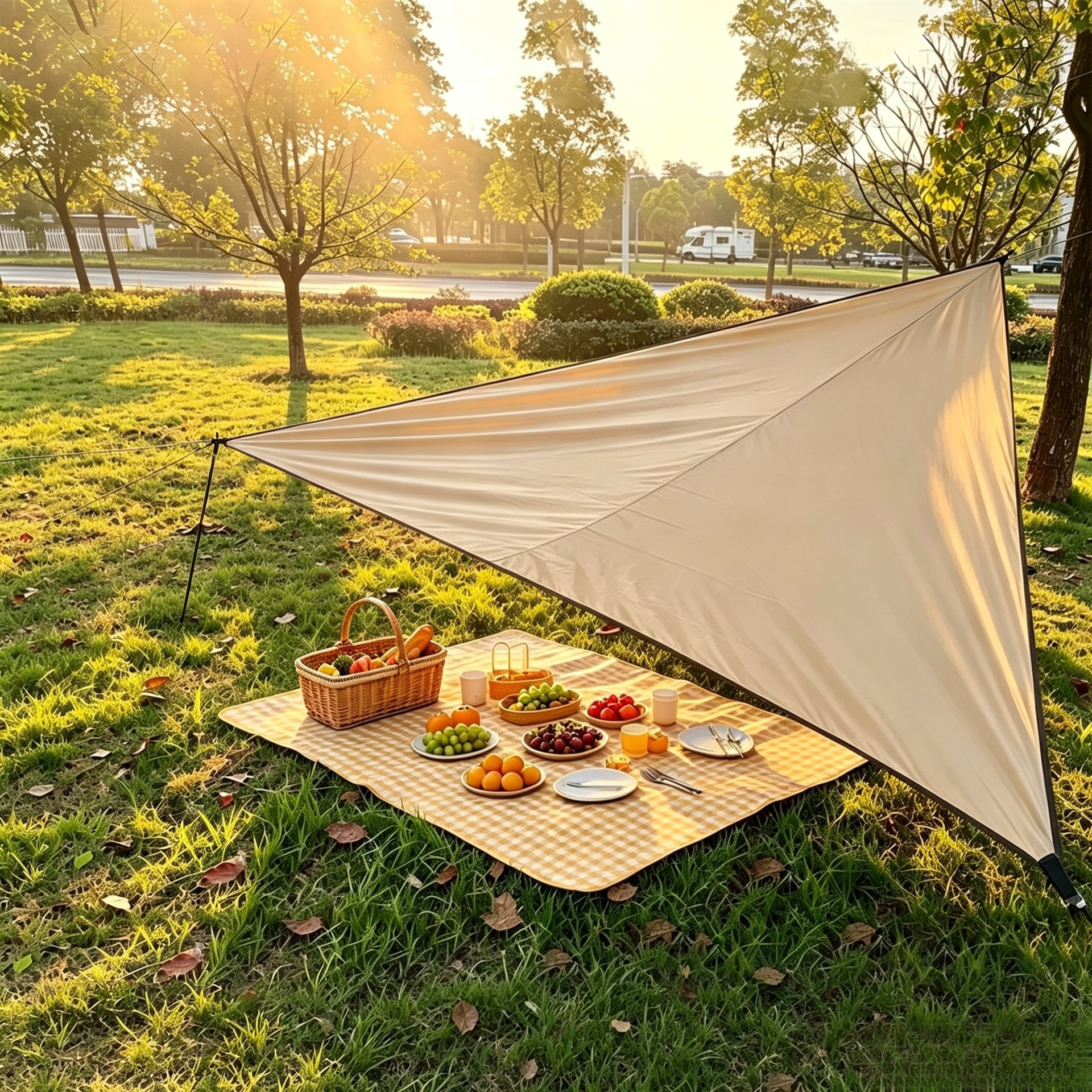 Outdoor triangular canopy, outdoor courtyard balcony sun protection shade sail, garden swimming pool sunshade cloth with tie ropes, waterproof fabric