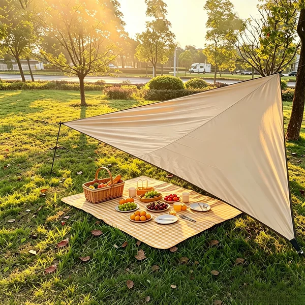 Outdoor triangular canopy, outdoor courtyard balcony sun protection shade sail, garden swimming pool sunshade cloth with tie ropes, waterproof fabric