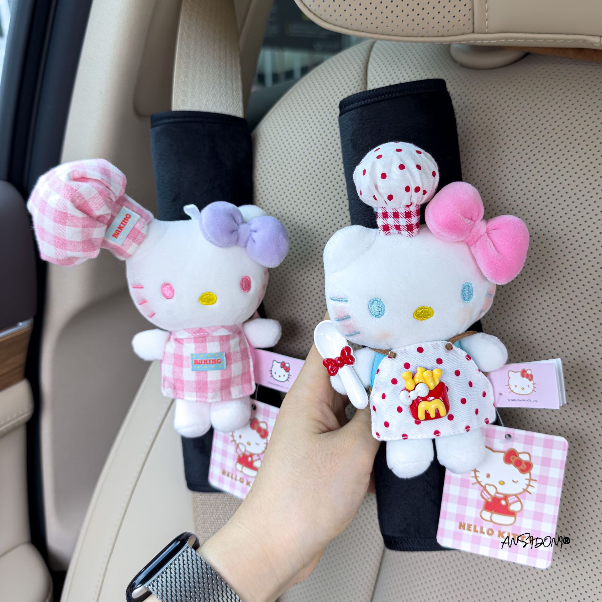 Authentic Hellokitty Car Seat Belt Shoulder Cover Anti-Wear Clothing Protective Cover Creative Decoration Universal for All Seasons