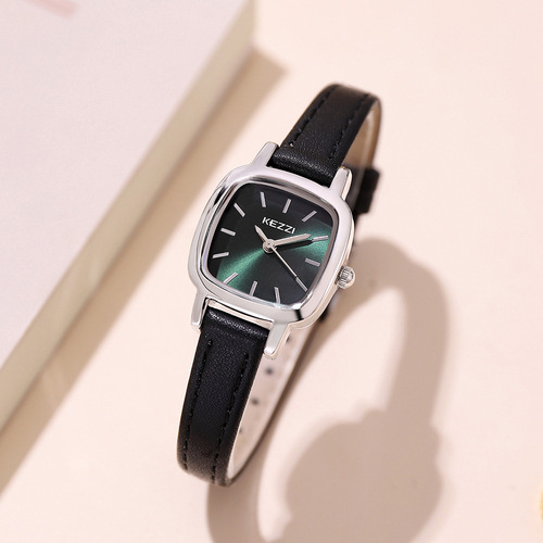 珂紫kezzi新款小众方圆型女士腕表批发时尚学生皮带简约石英表