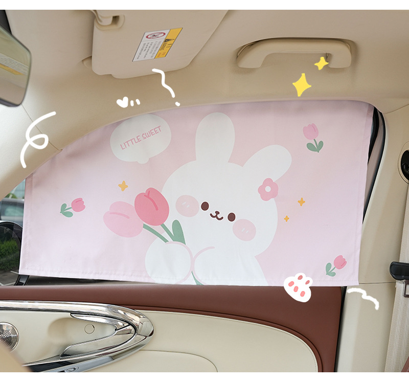 Blue Rain Creative Car Curtain Embedded Track Car Sunshade Cartoon Rabbit Car Sunshade Curtain Side Curtain