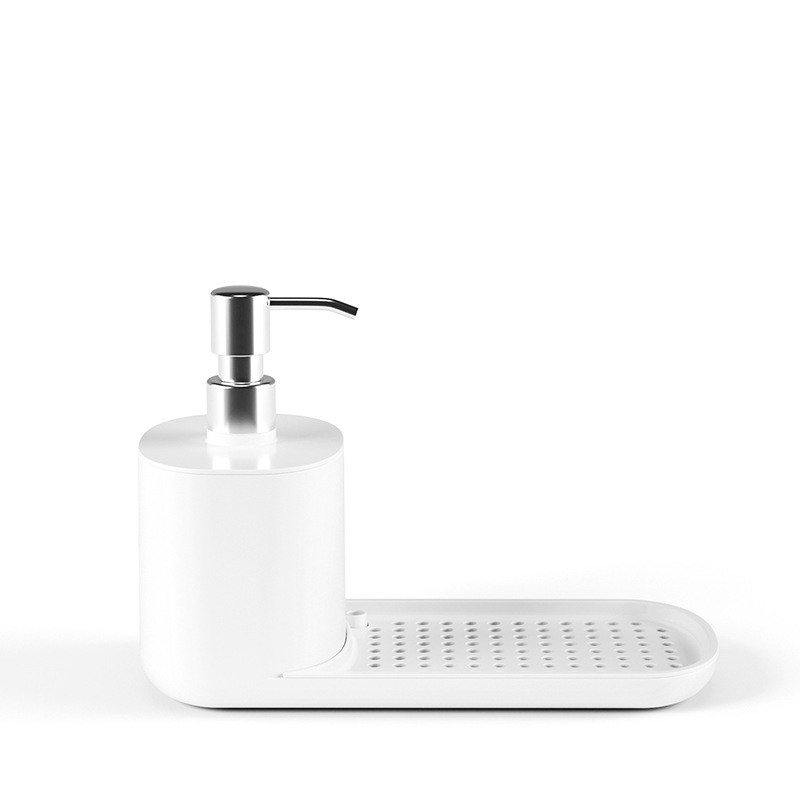 Caja de jabón de prensa manual, estante de drenaje de cocina, detergente de acero inoxidable, caja de jabón de escritorio