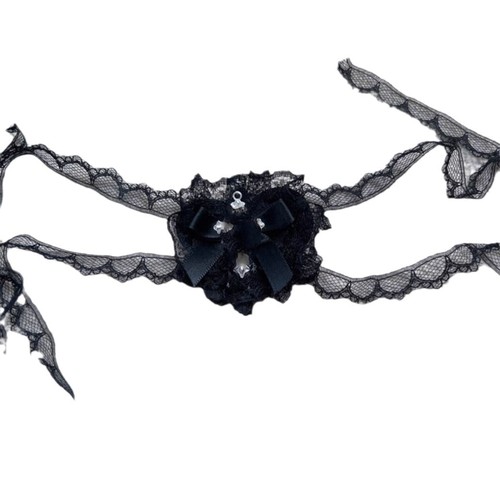 Lace Halloween Lace Cross Eye Mask for Women Dark Gothic Style Bowknot Heart Hair Band Accessory