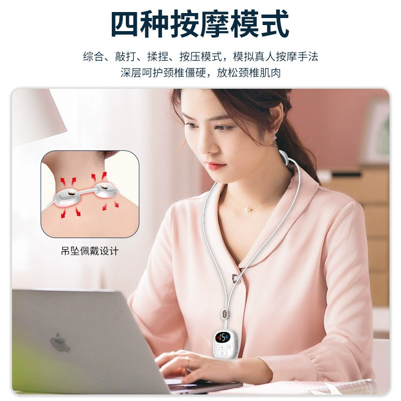 Handheld electric massager, compress, with neck protection