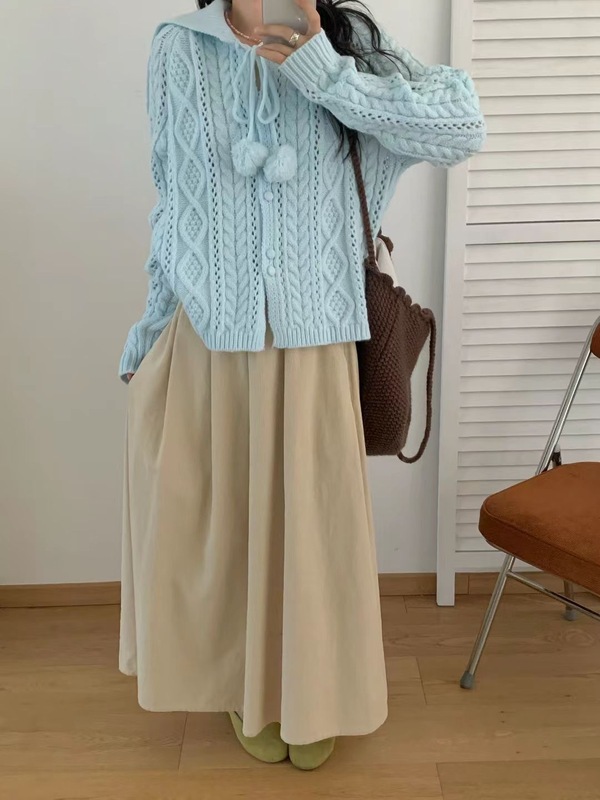 十三行韩系慵懒风软糯抽绳针织开衫女秋季洋气百搭显瘦毛衣上衣女|undefined