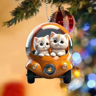 Cross-border new acrylic car pendant flat car rearview mirror decorations pendant home holiday ornaments