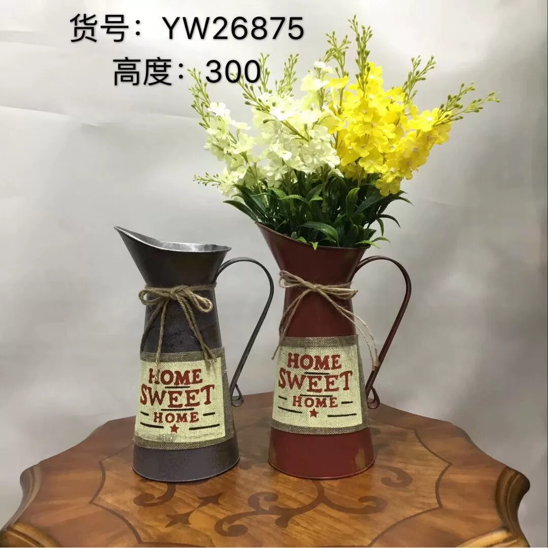 Цветочная композиция из льняной ткани в европейском стиле в ретро-стиле Оловянное ведро кофейник цветочный магазин Цветочная композиция украшения для дома