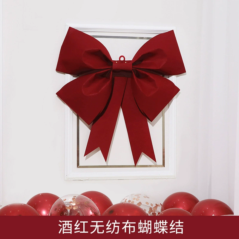 Wedding room layout INS big bow net red creative decoration wedding living room hi character pull flower hanging romantic wedding