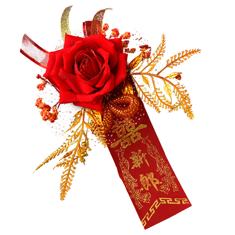 Ramillete de Novia y Novio para Boda China, Accesorios Creativos Dorados para Boda, Accesorios para Damas de Honor, Rosas al por Mayor image 5