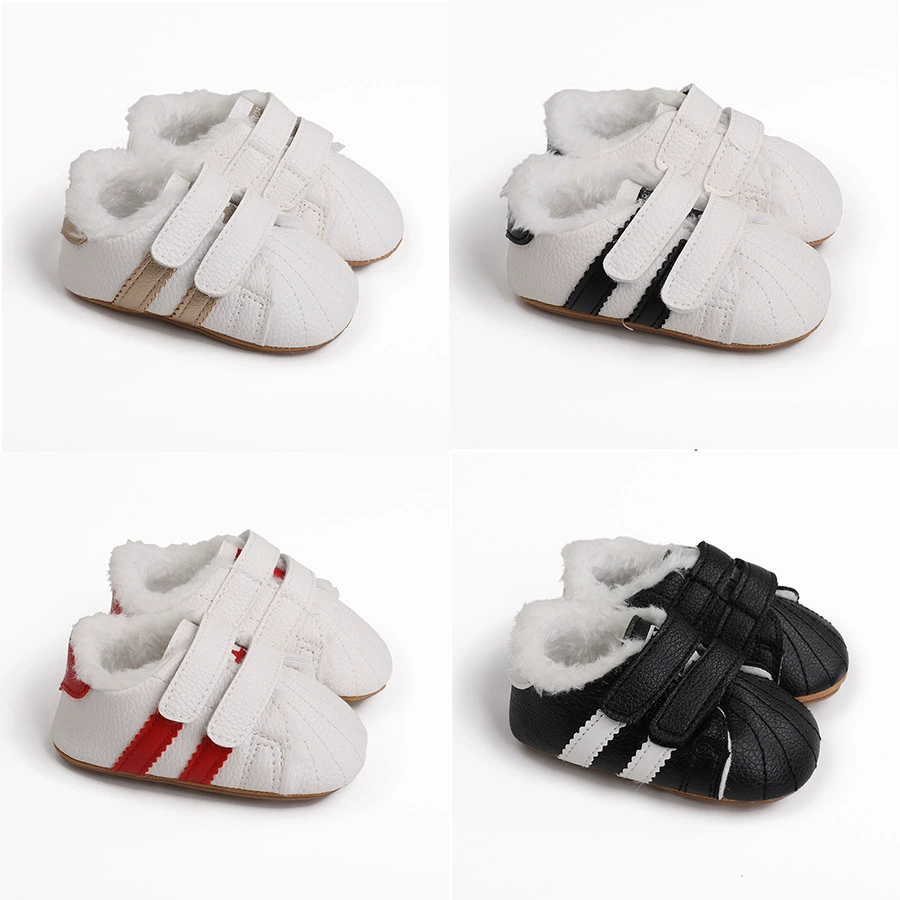 Зимняя детская обувь для малышей теплая Домашняя обувь на флисовой подкладке, резиновая подошва, нескользящая Передняя обувь, детская обувь, поколение волос