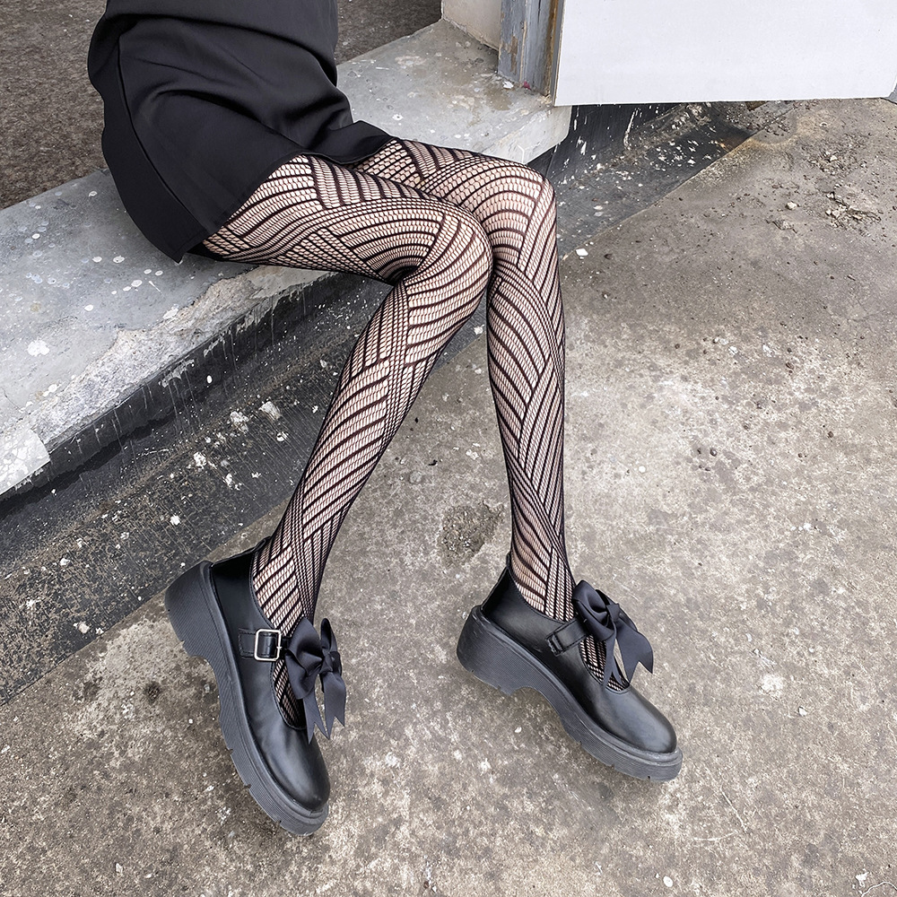 Netzstrümpfe Diamond Anti-Snag JK-Socken Schwarze Strümpfe Basissocken Dünne Hohlnetzstrümpfe 3091_voghion.com