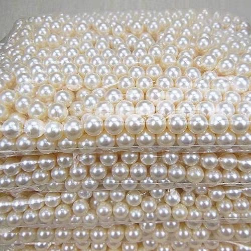 고광택 ABS 모조 진주 3-25MM 비 구멍 직선 구멍 천공 미색 느슨한 구슬 수제 DIY 순수한 흰색 구슬 도매