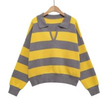�羳��óŮװ2025�ﶬ��ŷ����ײɫ����POLO���쳤����֯��F79967
