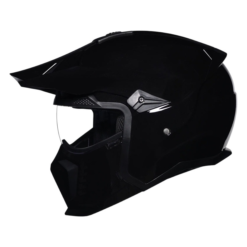 Casco retro Orz durante todo el año, casco combinado de guerrero negro, medio casco de motocicleta para hombre, casco completo para motocicleta para mujer