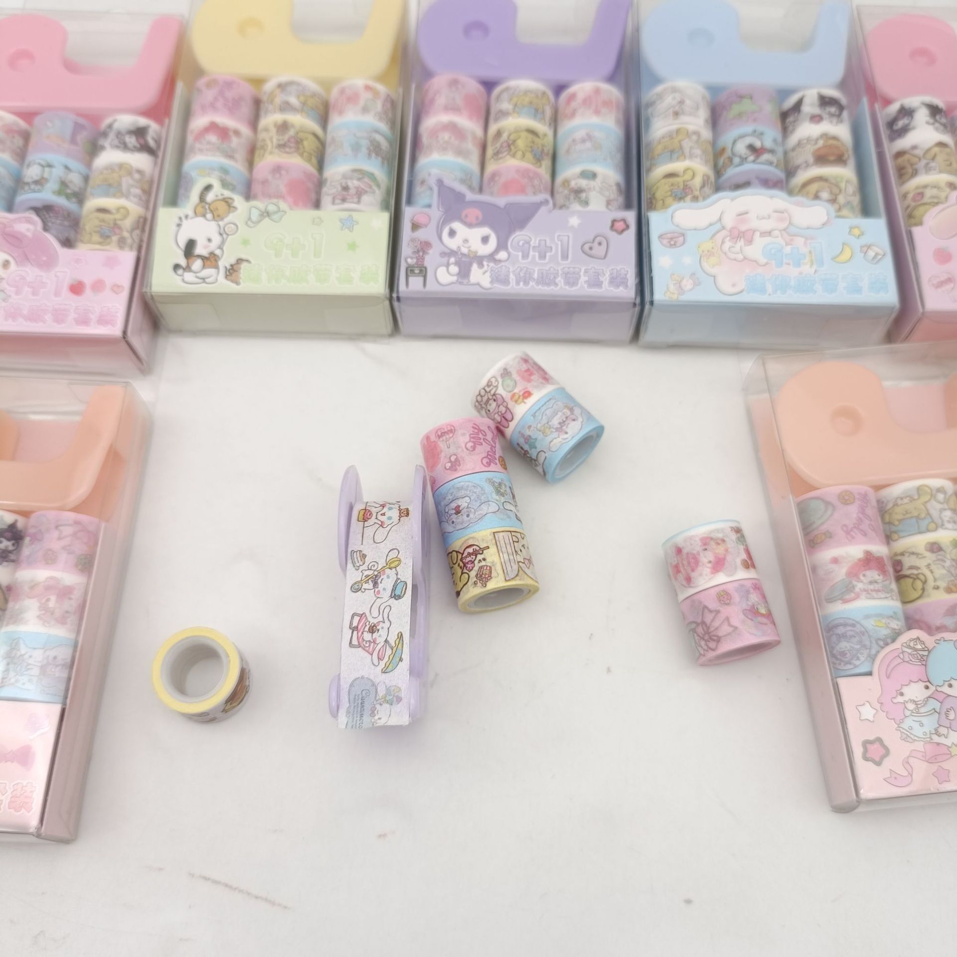 Creativo de dibujos animados Sanrio 9 1 Mini y juego de cinta de papel Cinta adhesiva hecha a mano de bricolaje de alto valor para niños