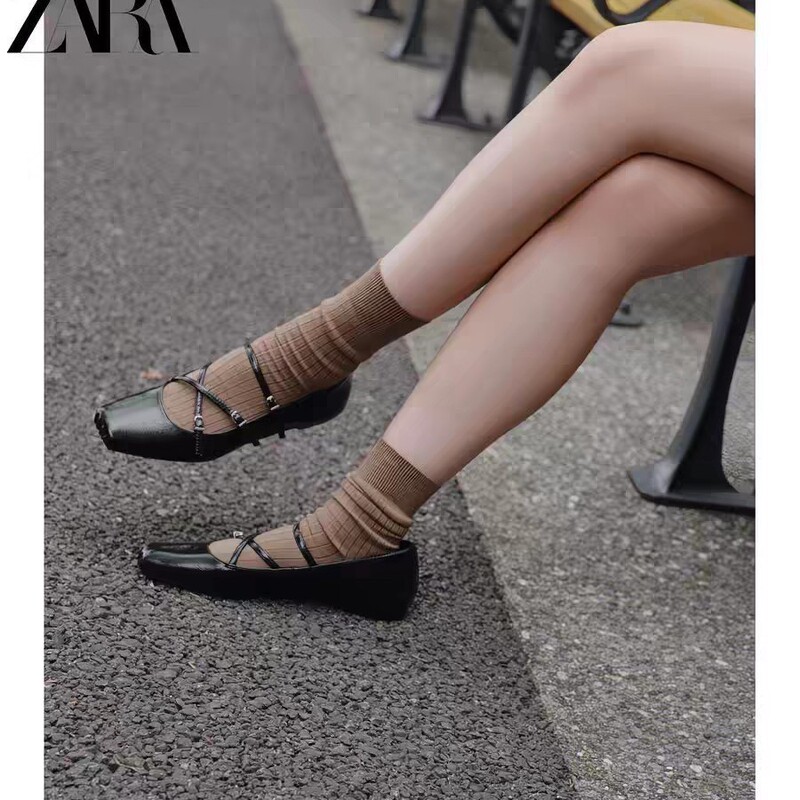 Za Cross-Border 2026 Spring New Model First-Layer Cowhide Leather Height-Increasing Mary Jane Shoes Mid-Heel Single Shoes Ballet Shoes for Women