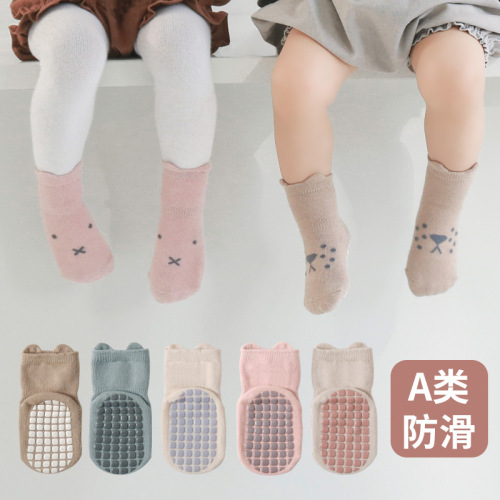 Baby floor socks 2024 spring and autumn new anti-slip children's baby floor socks cotton men's and women's baby socks mid-tube socks