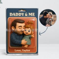 国境を越えた人気のカスタマイズされた写真のお父さんと子供のアクションフィギュアアクリルビルディングブロック父の日ギフト