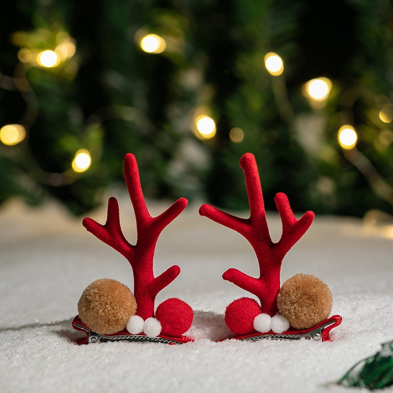 Adorable cabello de Navidad corno de ciervo cinco estrellas cabeza de banda de cabello de Navidad para niños corpos de cabello de decoración accesorios clipes de cabello