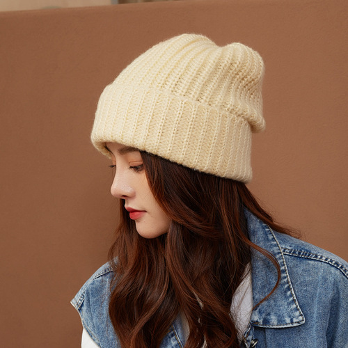 Cool hat, large head circumference, thick yarn, children's spring versatile warm loose face-saving ear protection knitted hat, beanie hat, fashionable
