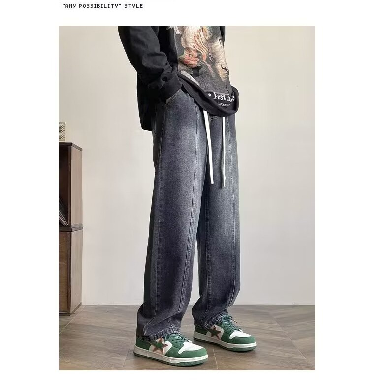 Vaqueros para hombre 2024 marca de moda de primavera y otoño americano recto suelto traje de trabajo para niños pantalones casuales anchos