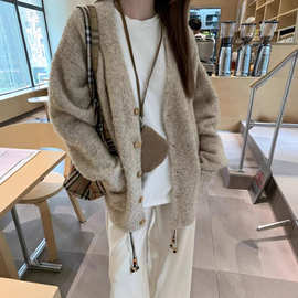 红人馆针织开衫女款秋装韩系穿搭慵懒风外搭上衣宽松气质毛衣外套