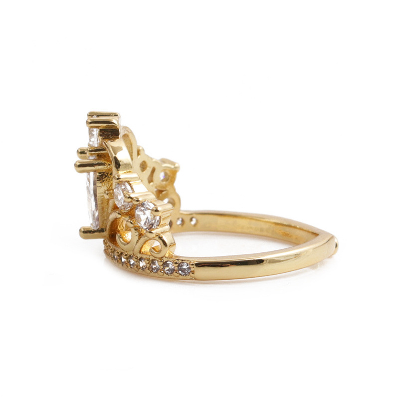 Fashion crown copper inlaid zircon rings wholesale