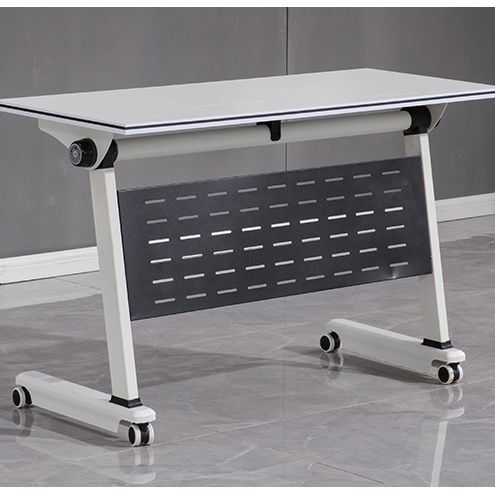 Folding Conference Tables and Chairs, Movable and Connectable Long Tables with Wheels, Multifunctional Office Desks, Training Desks and Chairs Set