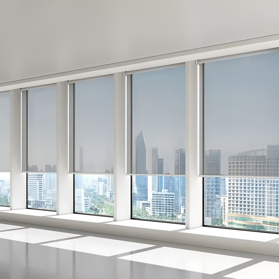 Sunshine Fabric Roller Blinds Semi-Shading and See-Through Office Curtains Hand-Pulled Environmentally Friendly Adjustable Sunshade and Heat-Insulating Curtains