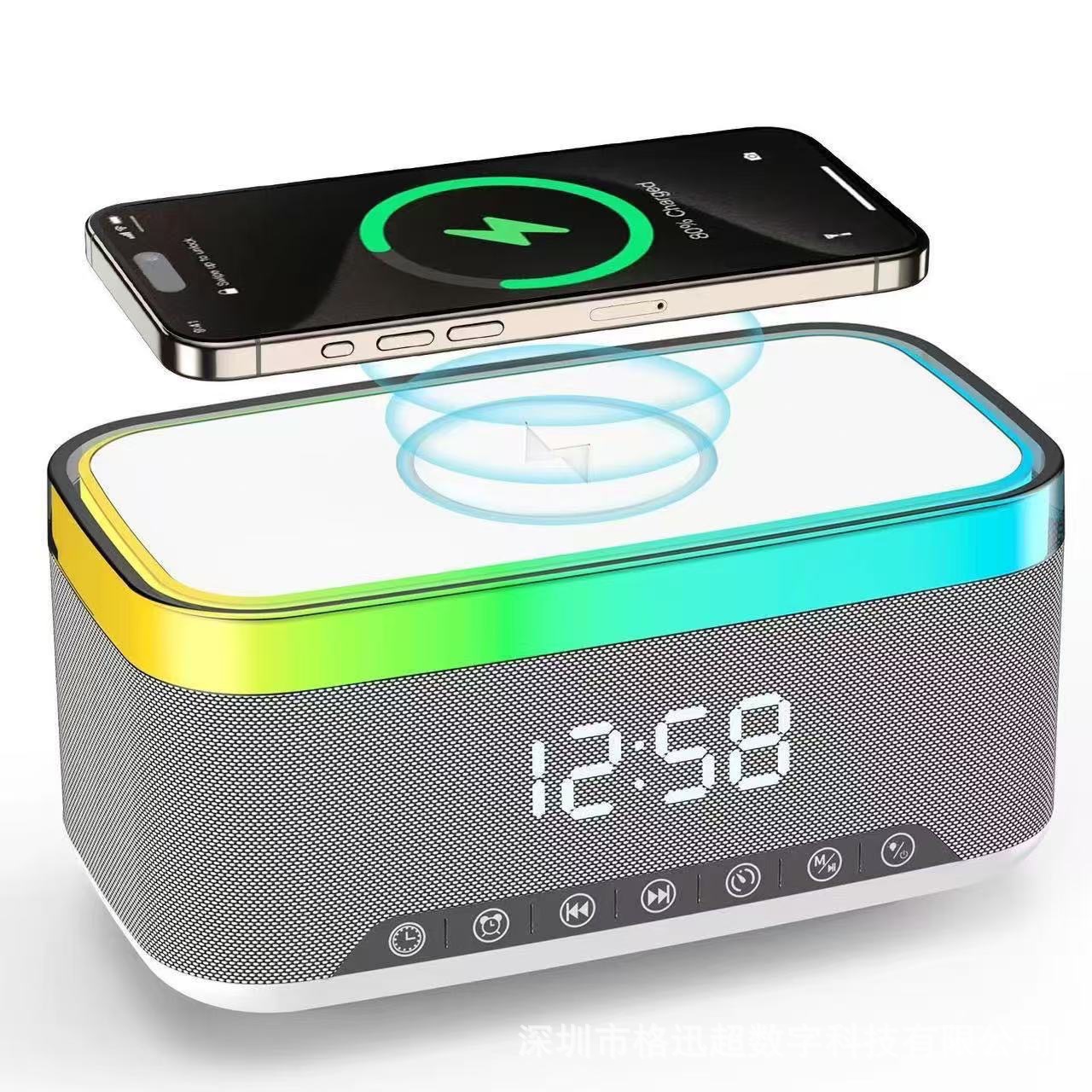 Nuevo transfronterizo A911 inteligente inalámbrico cargado altavoz Bluetooth pantalla reloj despertador de alta potencia luz de atmósfera sonido