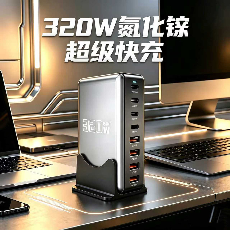 320W Desktop Pd Charger 4C4A Gallium Nitride Multi-Port Desktop Charger New Model 440W Mobile Phone and Computer Adapter