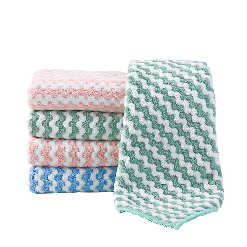 Catiónico engrosado coral vellón paño de cocina absorbente de limpieza de fibra de fregado hogar antiadherente aceite